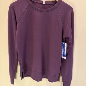 Threads 4 Thought Leelu Raglan sweatshirt purple rib hem size 16-NWT